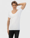 Homme - T-shirt Anti-Transpiration - color__blanc+neck__col en v profond
